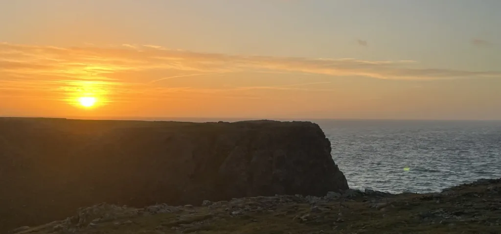 Evening sunset over cliffs in Pembrokeshire